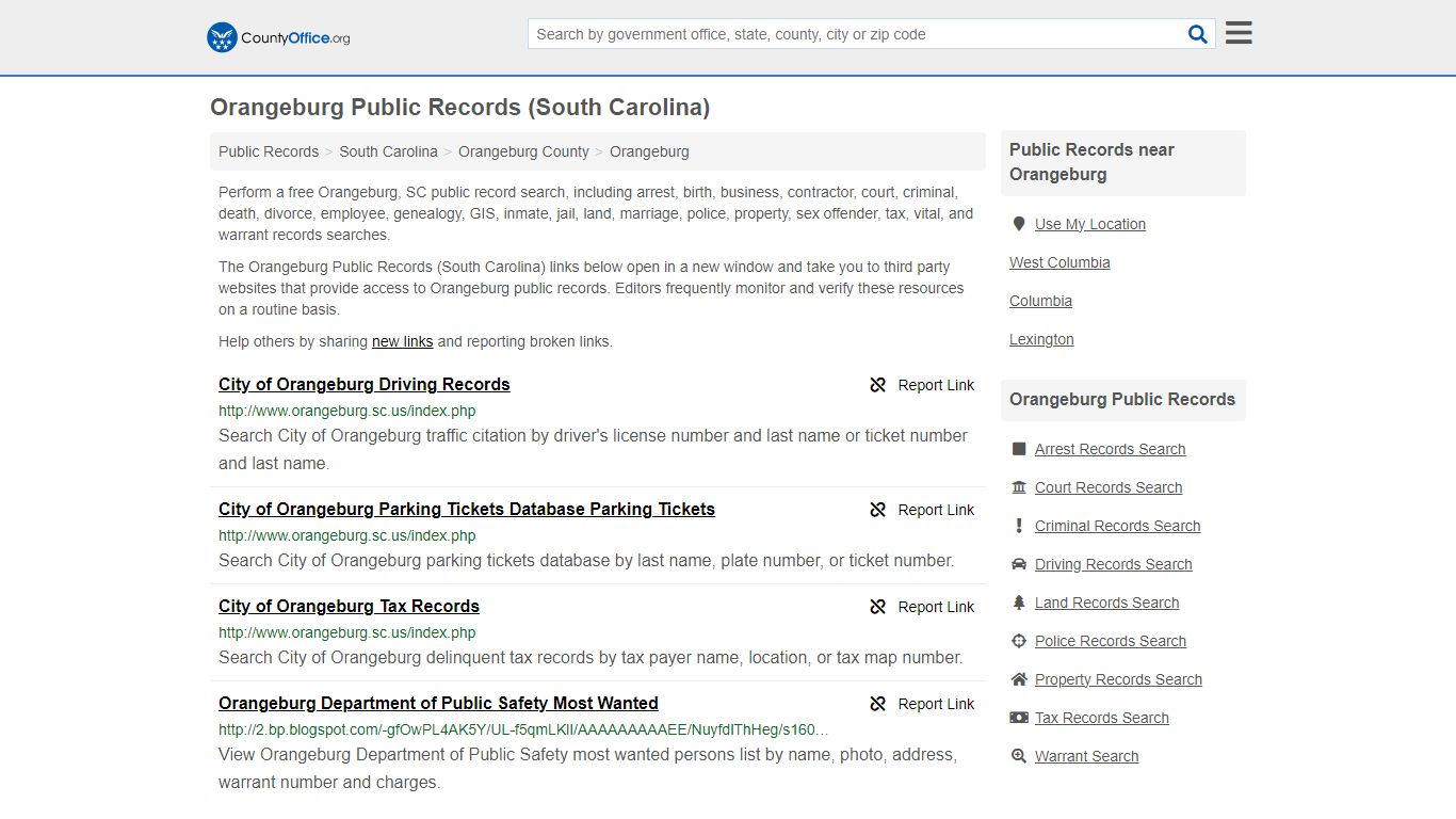 Public Records - Orangeburg, SC (Business, Criminal, GIS, Property ...